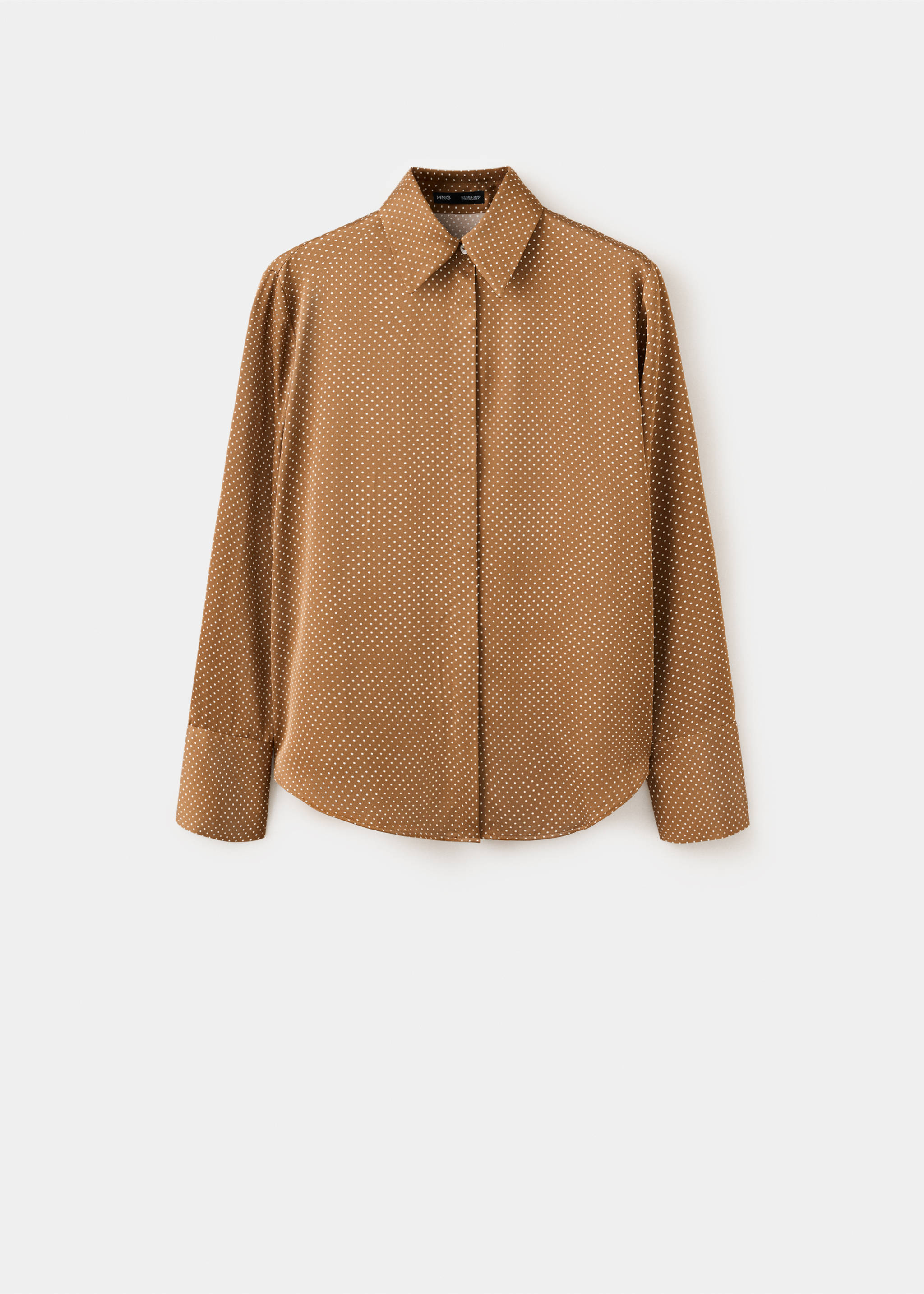 Polka-dot satin-finish shirt - Article without model, Brown. Ref: 37085856-00.