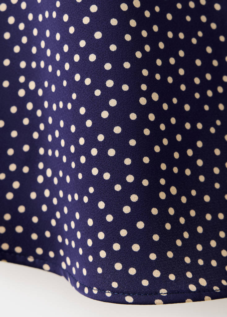 Polka-dot satin-finish shirt — Night Blue