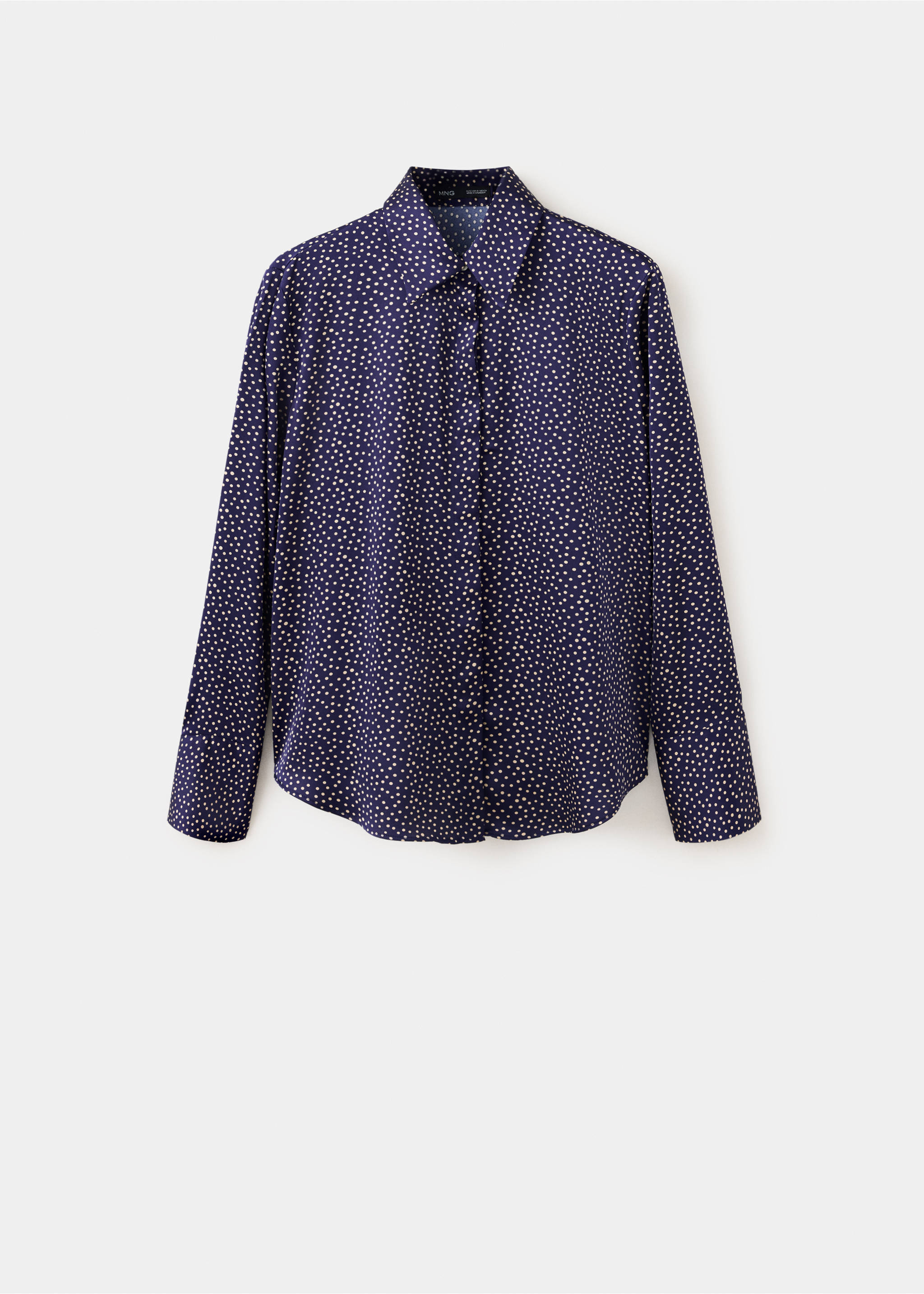 Polka-dot satin-finish shirt - Article without model, Night Blue. Ref: 37085856-00.