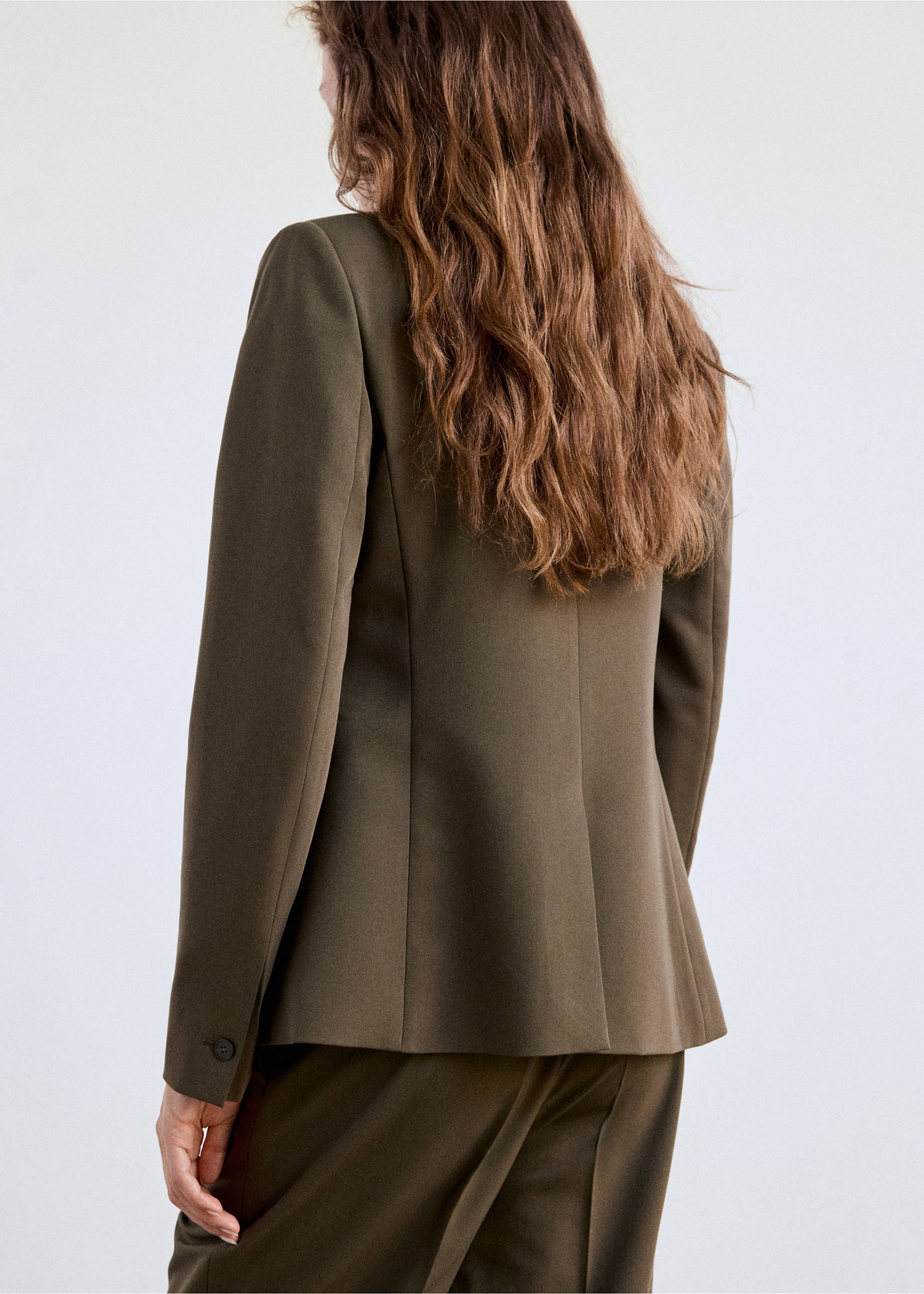 Fitted suit blazer - Reverse of the article, Medium Green. Ref: 37085858-01.