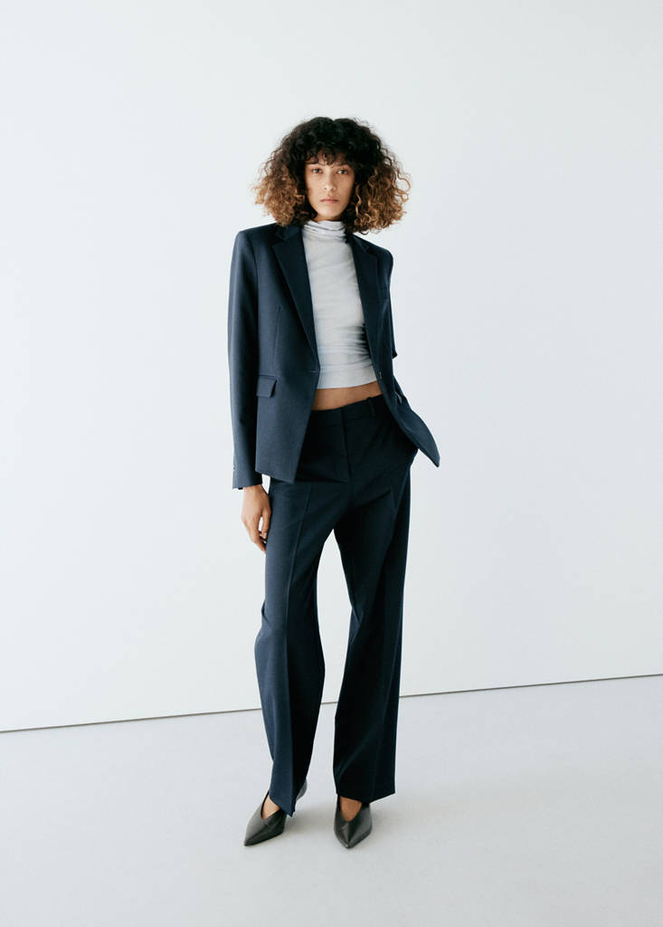 Fitted suit blazer — Dark Navy