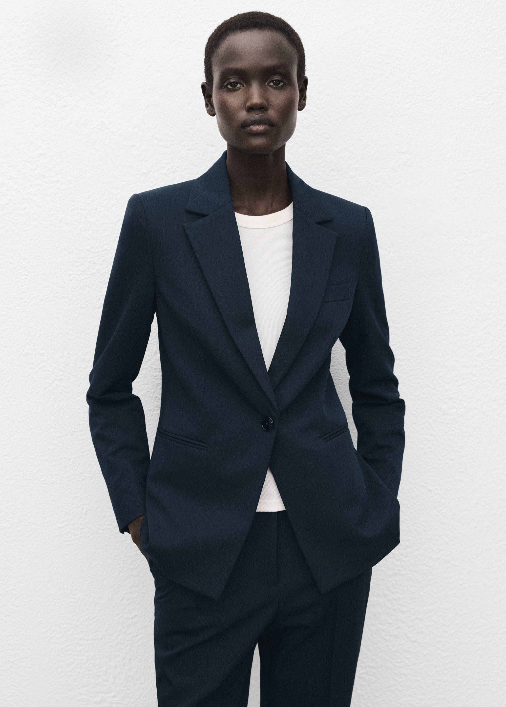 Fitted suit blazer - Medium plane
