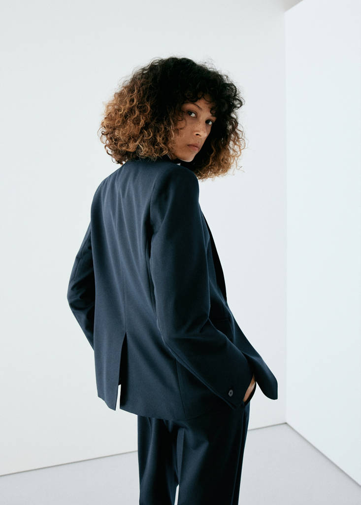 Fitted suit blazer — Dark Navy