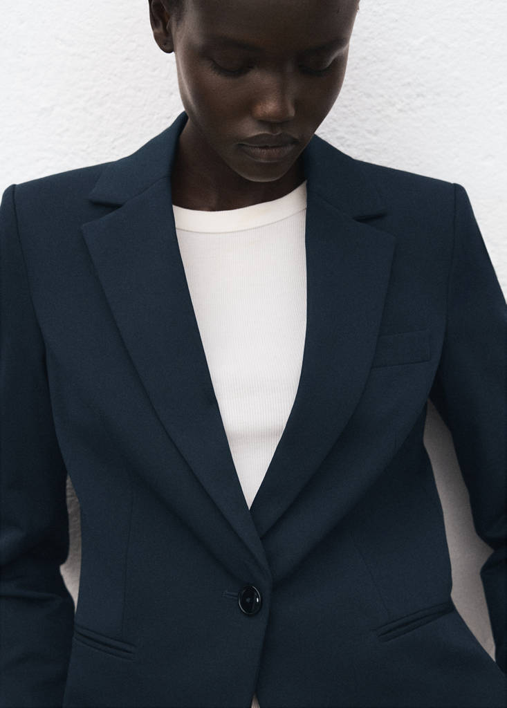 Fitted suit blazer — Dark Navy