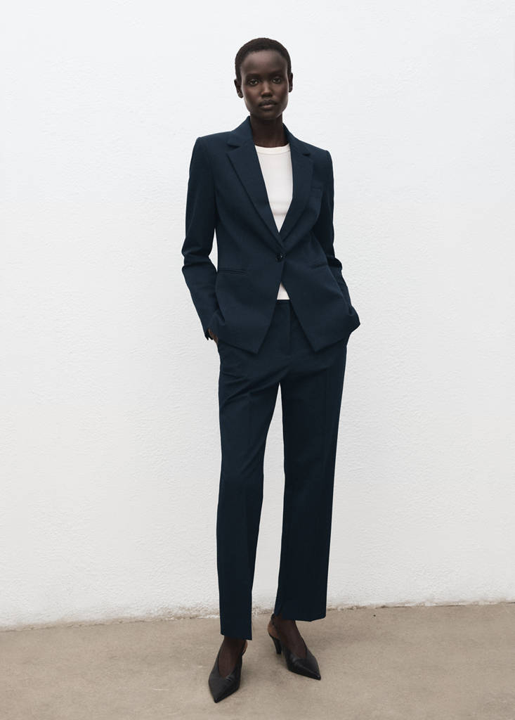 Fitted suit blazer — Dark Navy