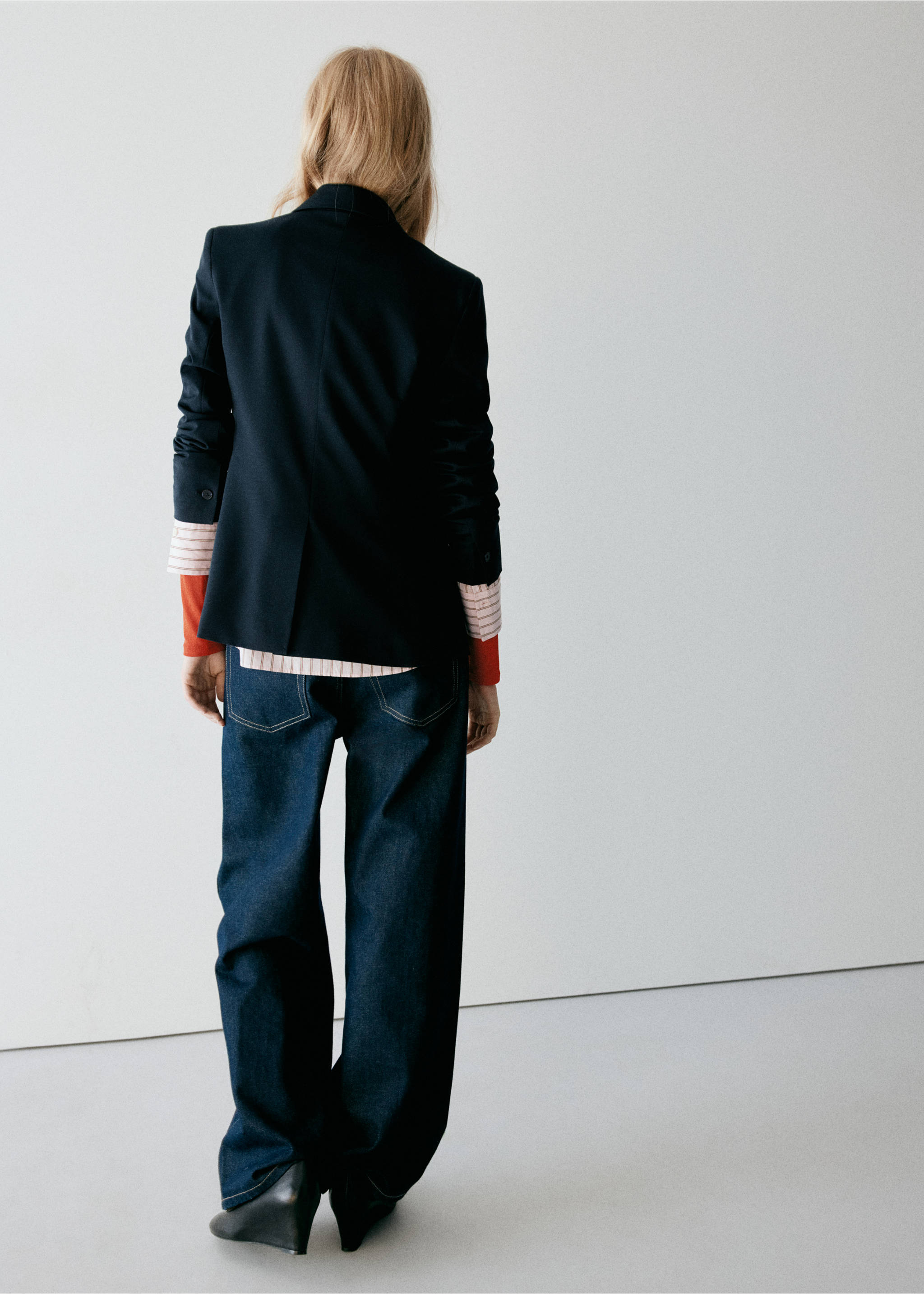 Fitted suit blazer - Reverse of the article, Dark Navy. Ref: 37085858-01.