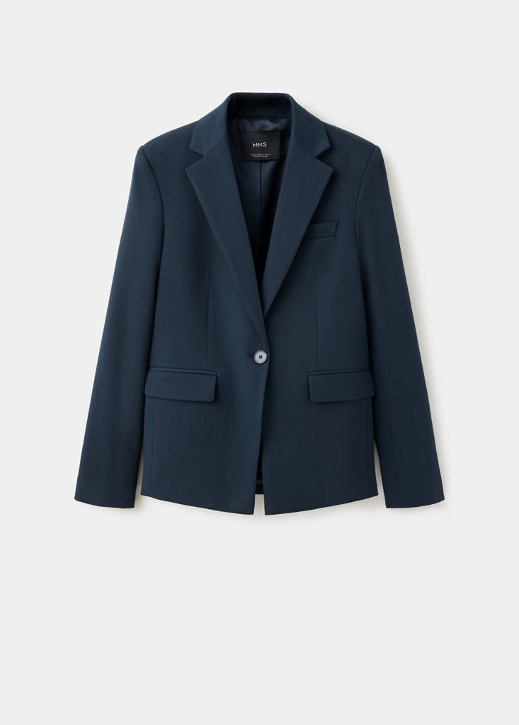 Fitted suit blazer — Dark Navy