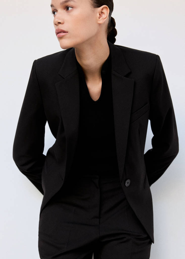 Fitted suit blazer — Black