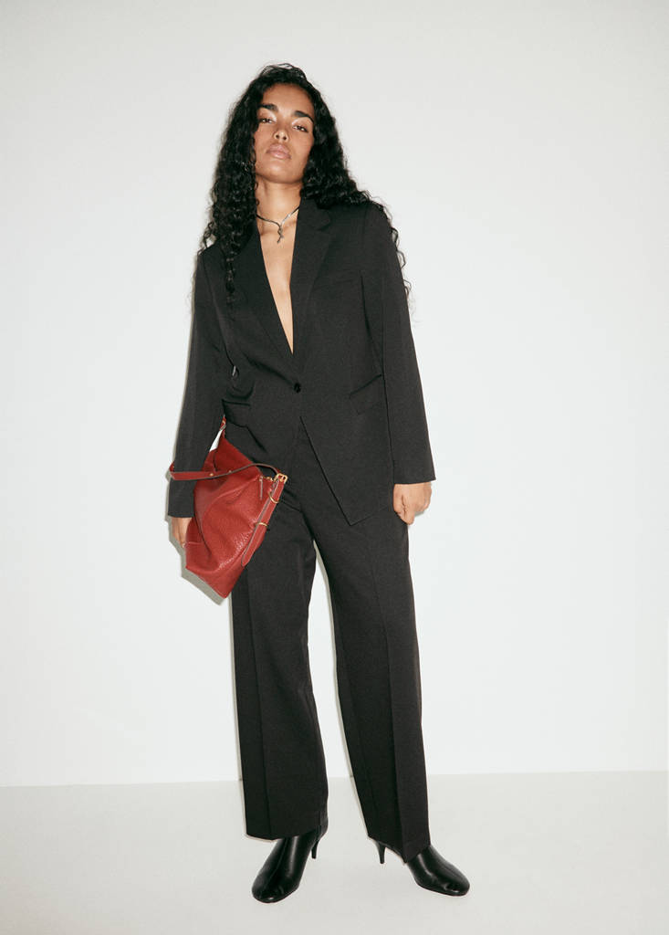 Fitted suit blazer — Black