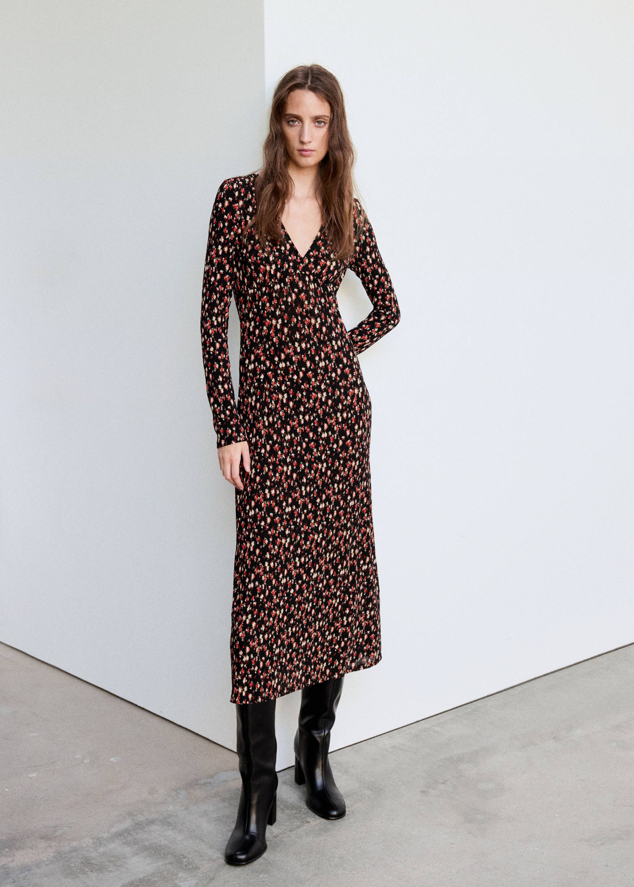 Printed pleated dress - General plane