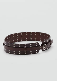Stud leather belt — Chocolate 2