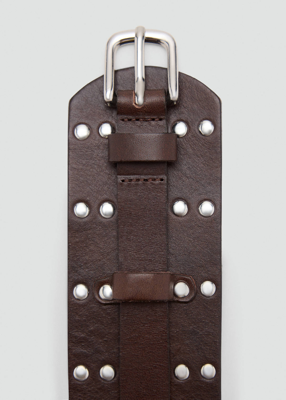 Stud leather belt — Chocolate