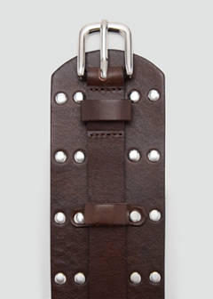 Stud leather belt — Chocolate 3