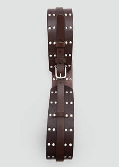 Stud leather belt — Chocolate 4