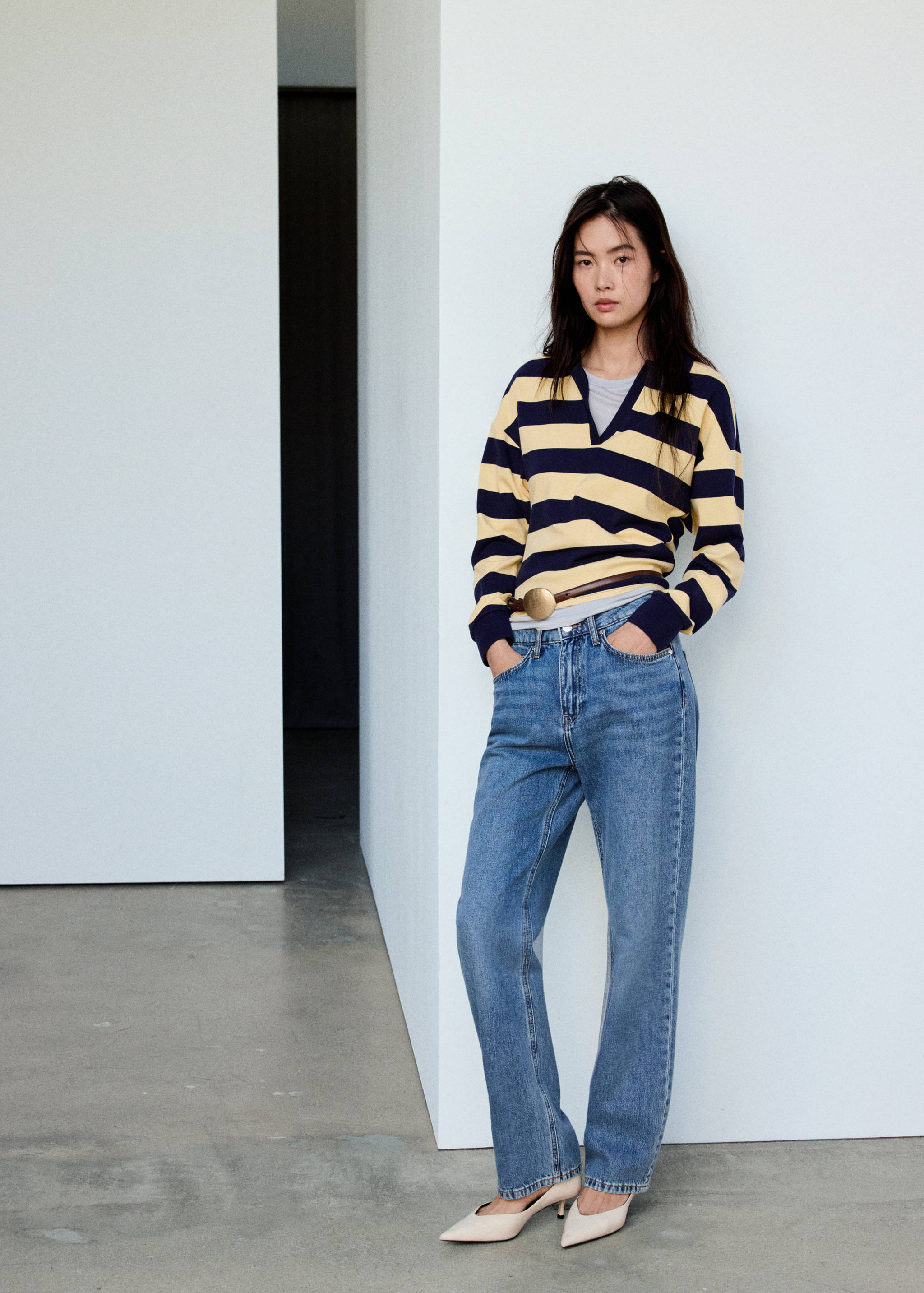 Striped polo-neck sweater - General plane