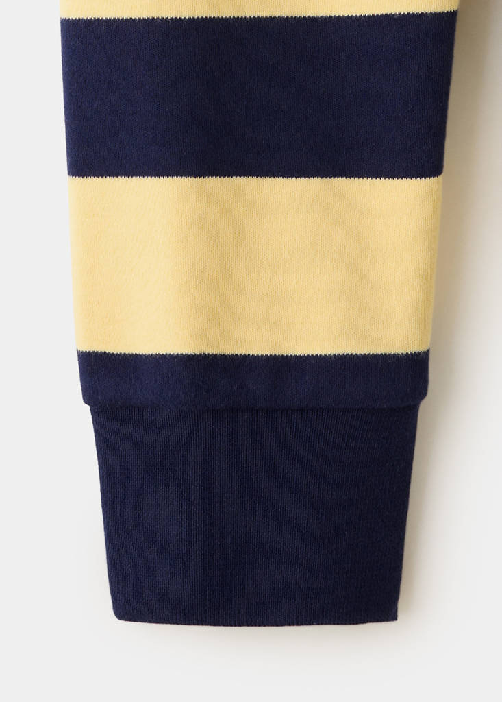 Striped polo-neck sweater — Pastel Yellow
