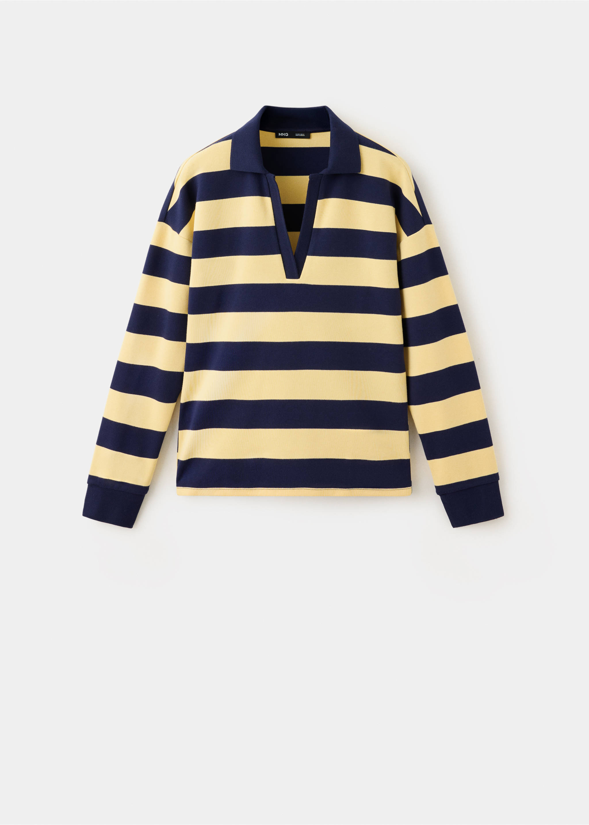Striped polo-neck sweater - Article without model, Pastel Yellow. Ref: 37085862-00.