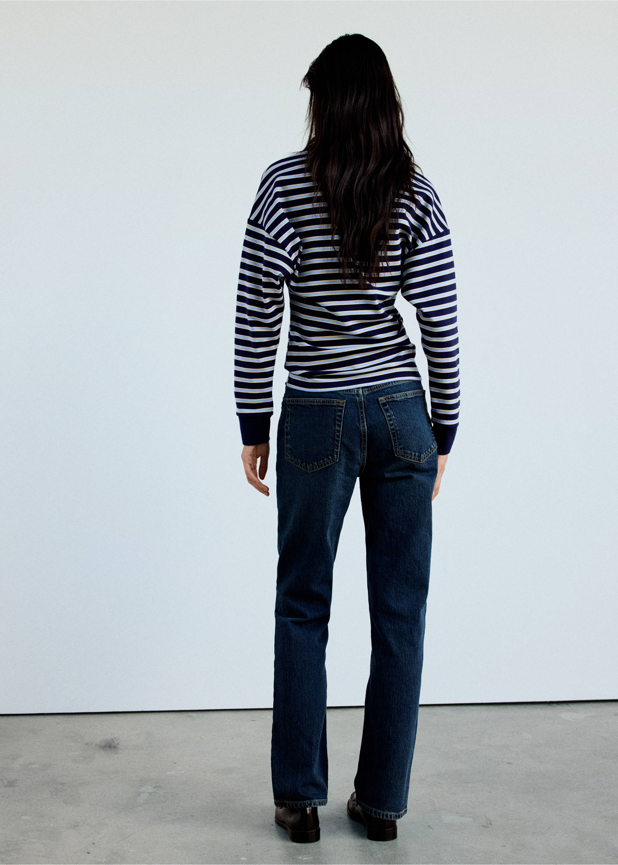 Striped polo-neck sweater - Reverse of the article, Sky Blue. Ref: 37085862-00.