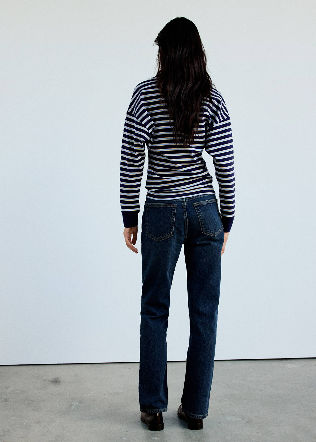 Striped polo-neck sweater — Sky Blue