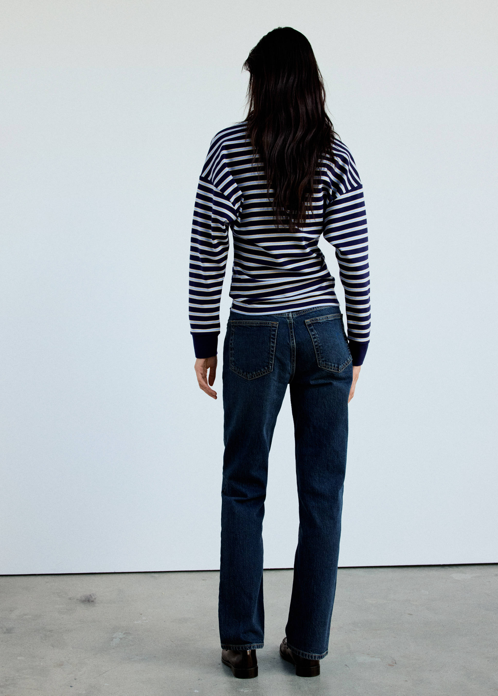 Striped polo-neck sweater - Reverse of the article