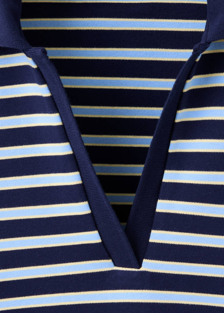 Striped polo-neck sweater — Sky Blue