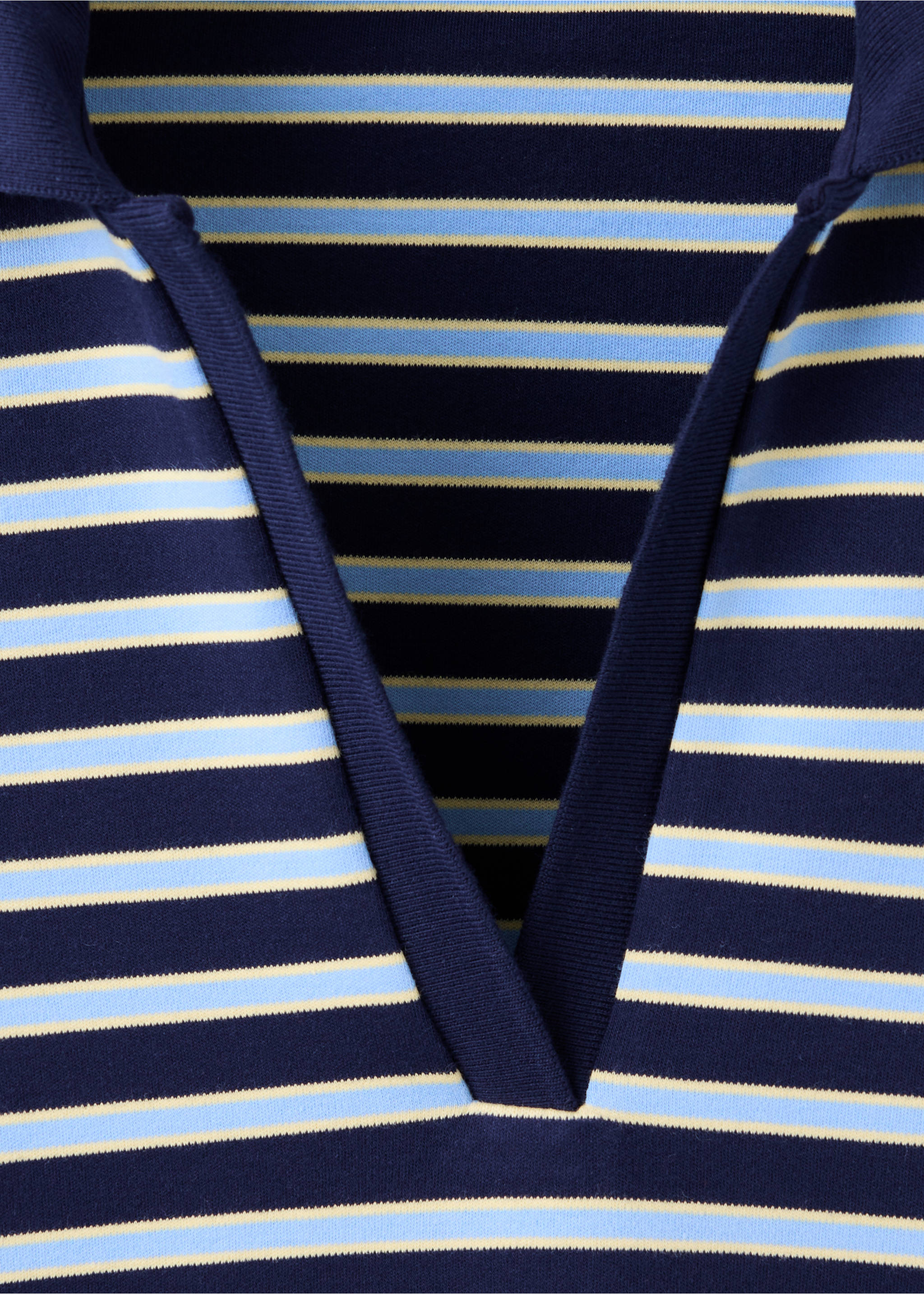 Striped polo-neck sweater - Details of the article 8, Sky Blue. Ref: 37085862-00.