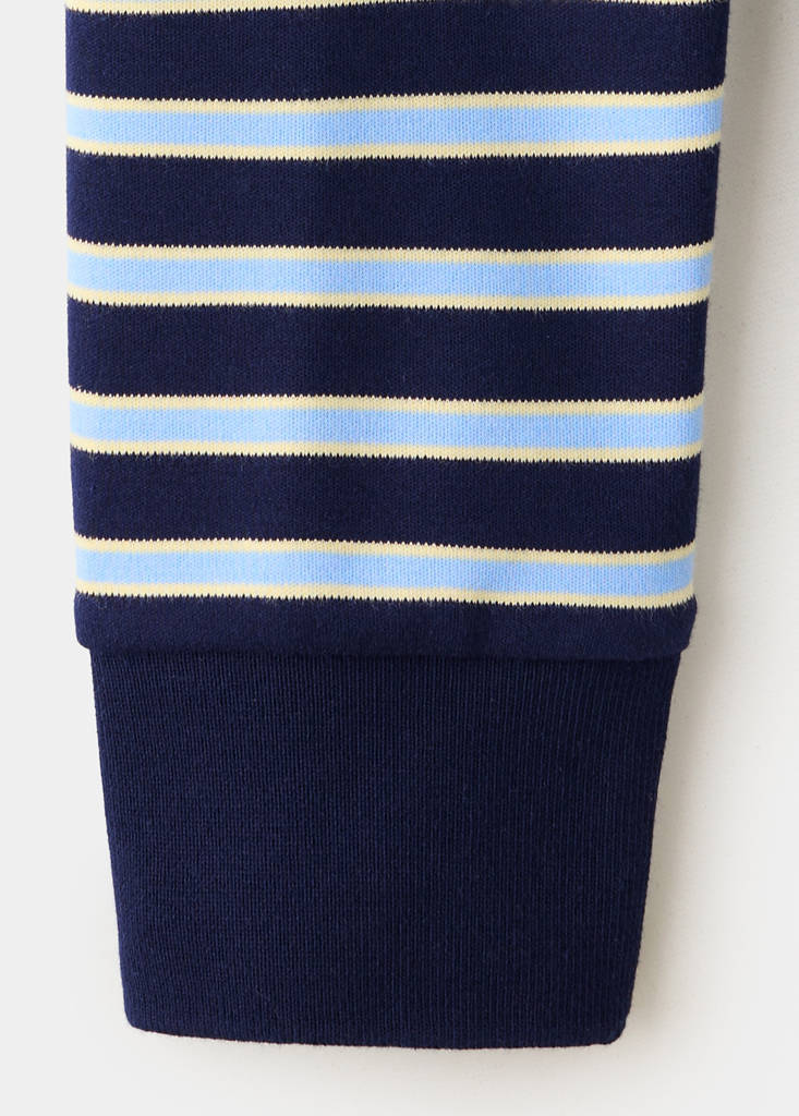 Striped polo-neck sweater — Sky Blue