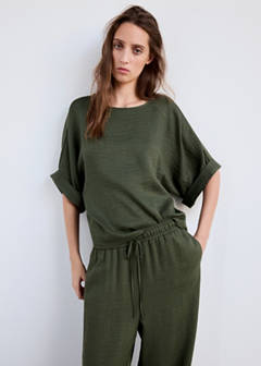 Textured flowy trousers — Green 4