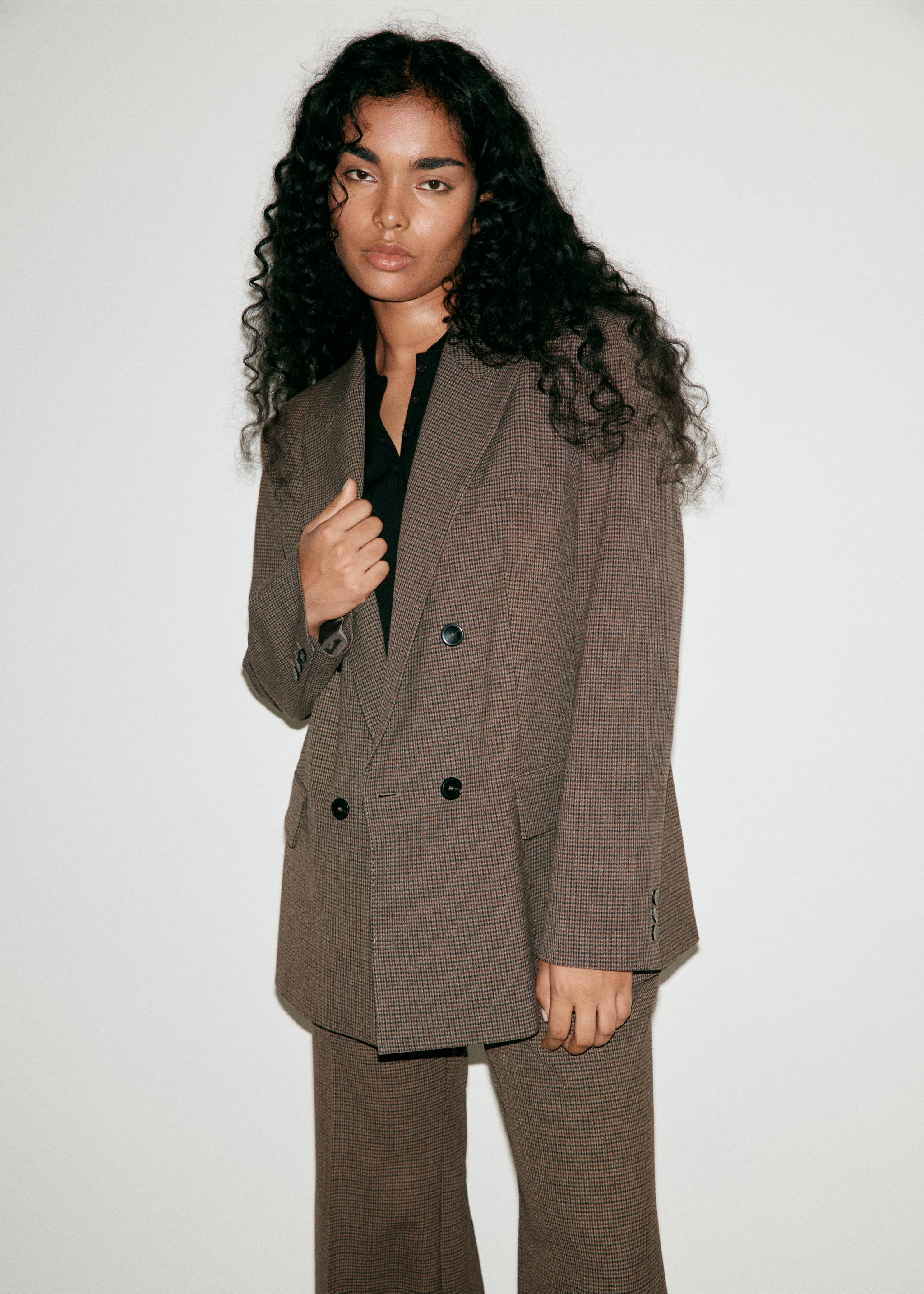 Houndstooth suit blazer - Деталь изделия 6, Шоколадный. Ref: 37085864-00.