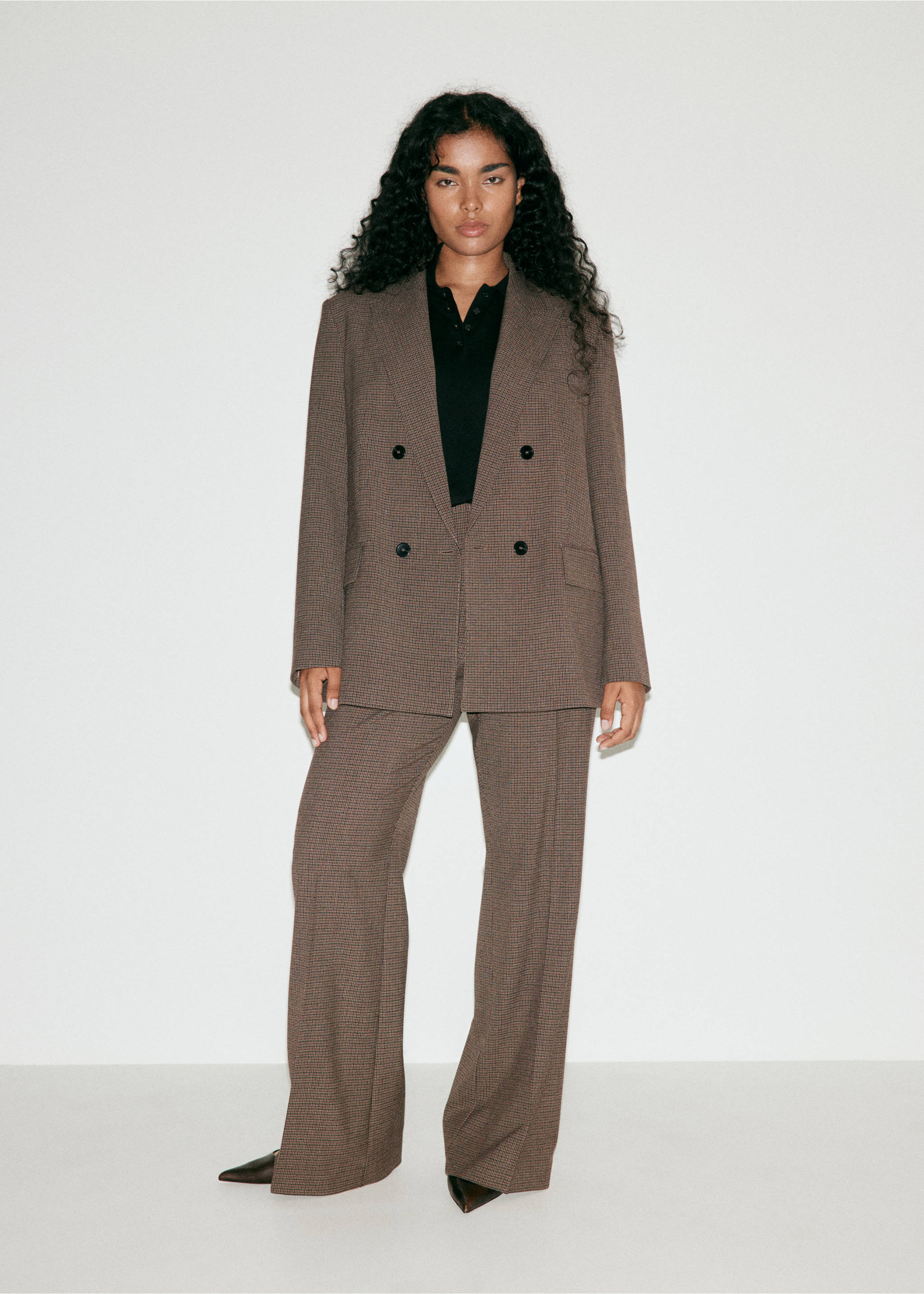 Houndstooth suit blazer - Деталь изделия 5, Шоколадный. Ref: 37085864-00.