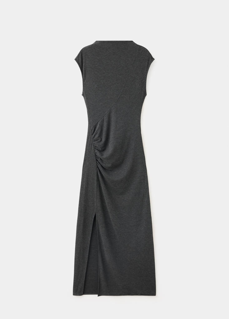 Ruched side knitted dress — Charcoal