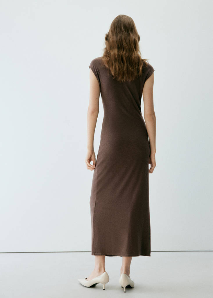 Ruched side knitted dress — Light/Pastel Brown