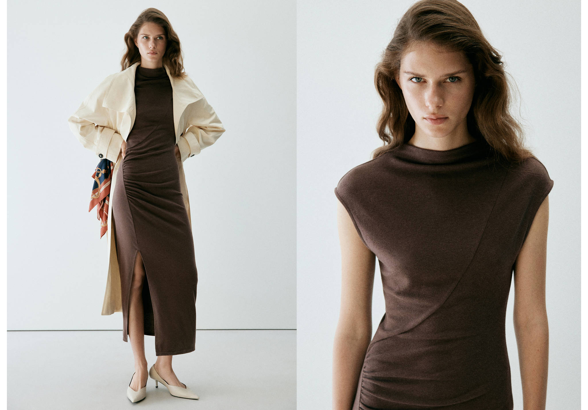 Ruched side knitted dress - Panoramic plane