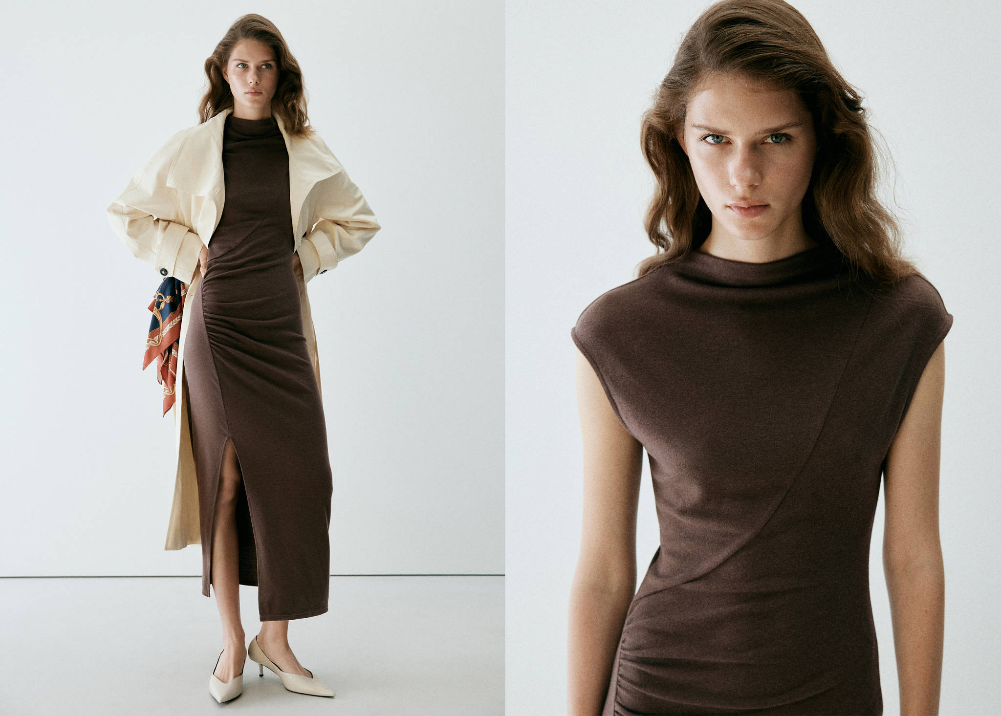 Ruched side knitted dress - Panoramic plane
