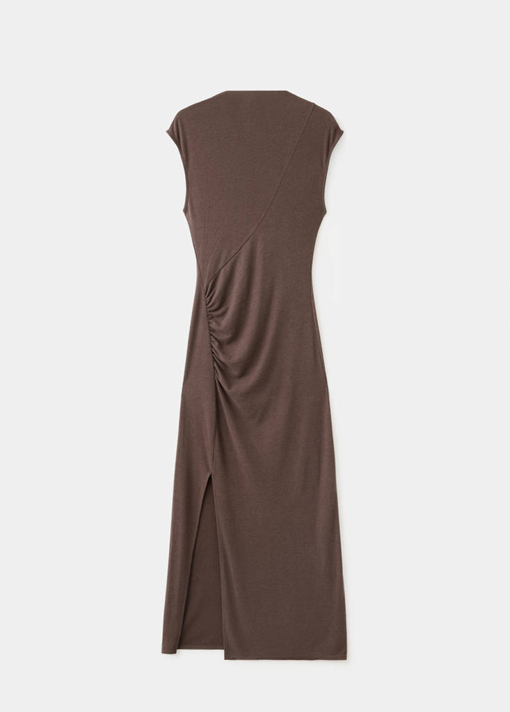 Ruched side knitted dress — Light/Pastel Brown