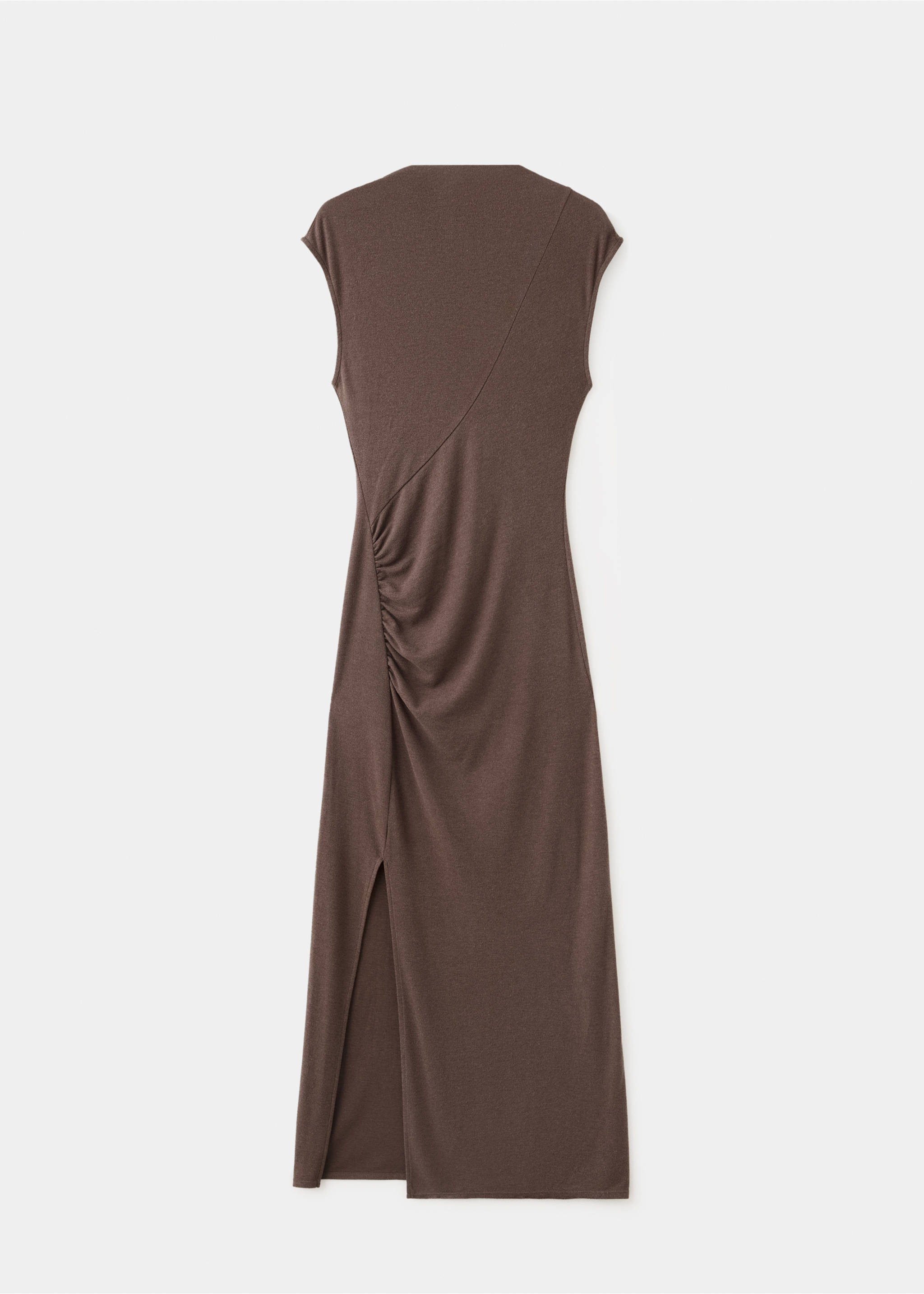 Side-ruched knit dress - منتج دون نموذج, بني فاتح/خفيف. Ref: 37085865-00.