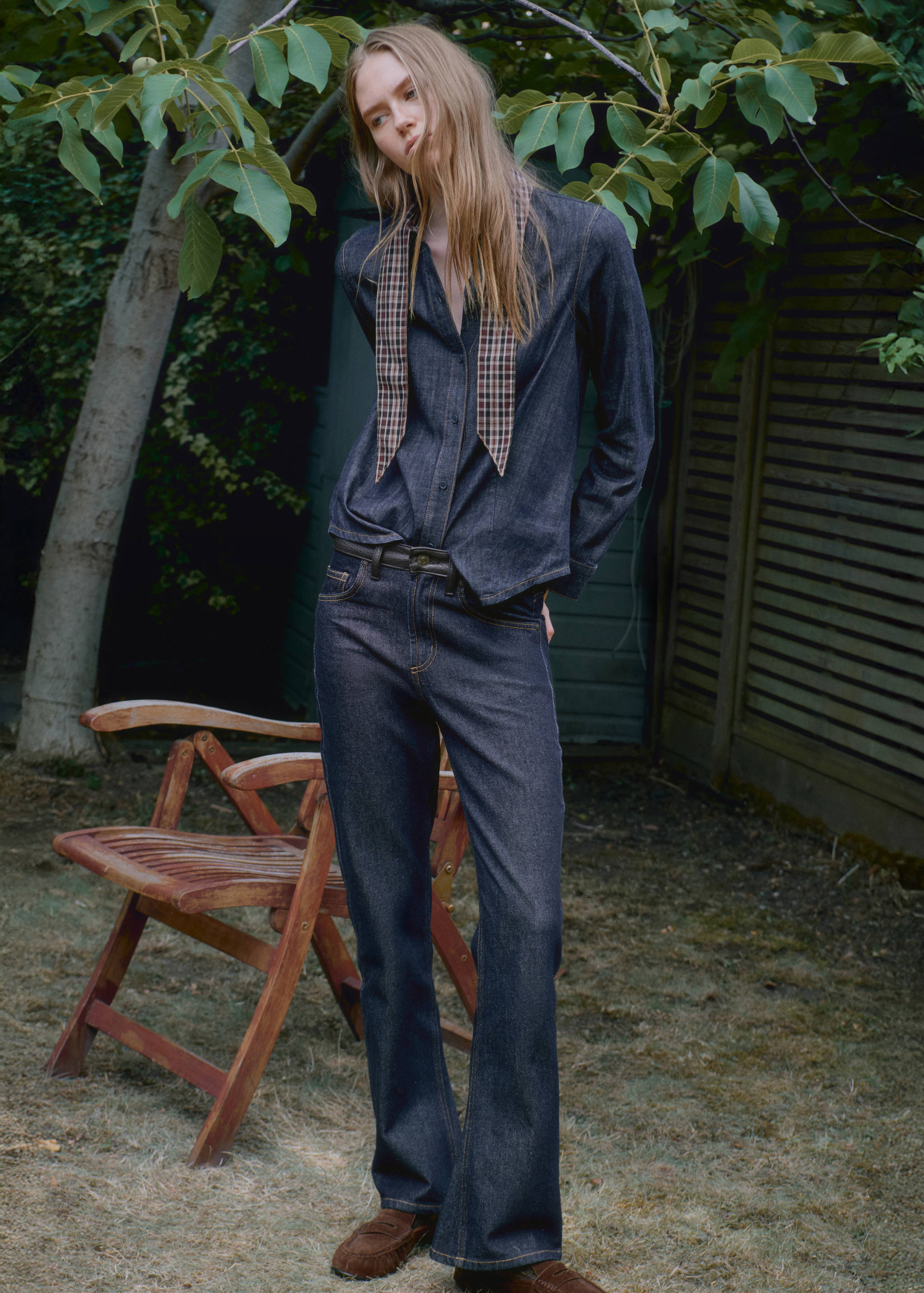 Chemise denim col foulard - Plan général