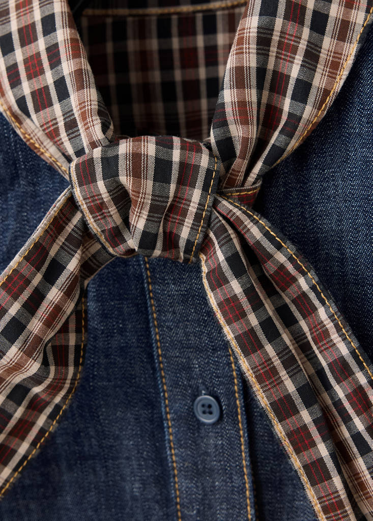 Denim shirt with scarf neckline - thumbnail 5