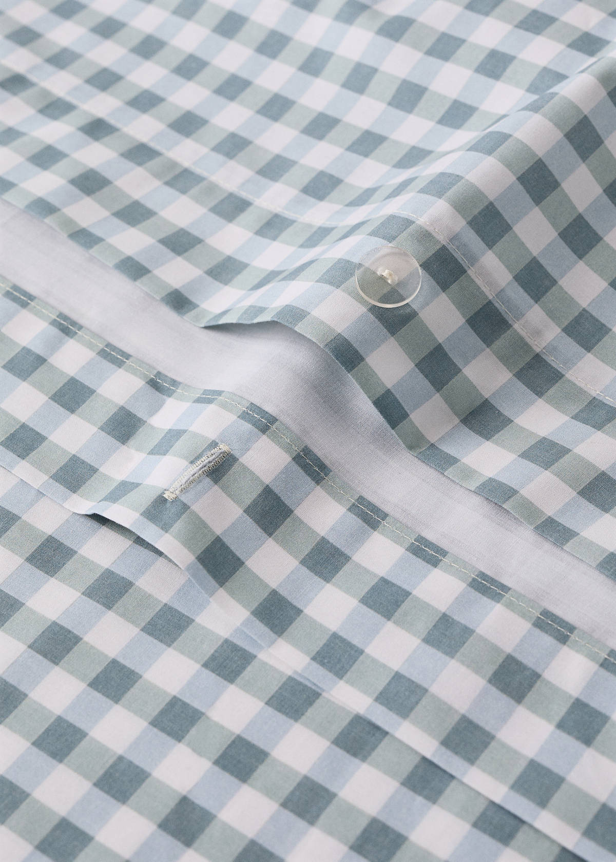 Vichy check cotton duvet cover 90 cm Single bed — Mint Green