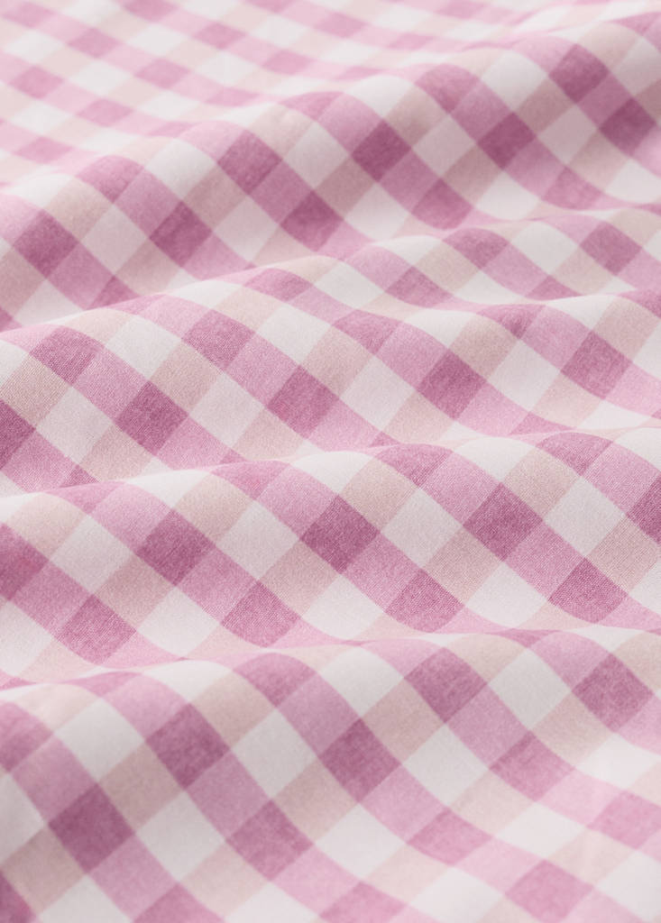 Vichy check cotton duvet cover 90 cm Single bed — Pink