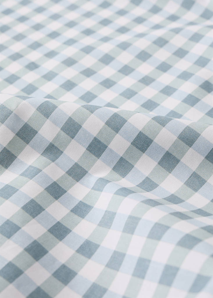Fitted sheet cotton gingham 90 cm bed — Mint Green