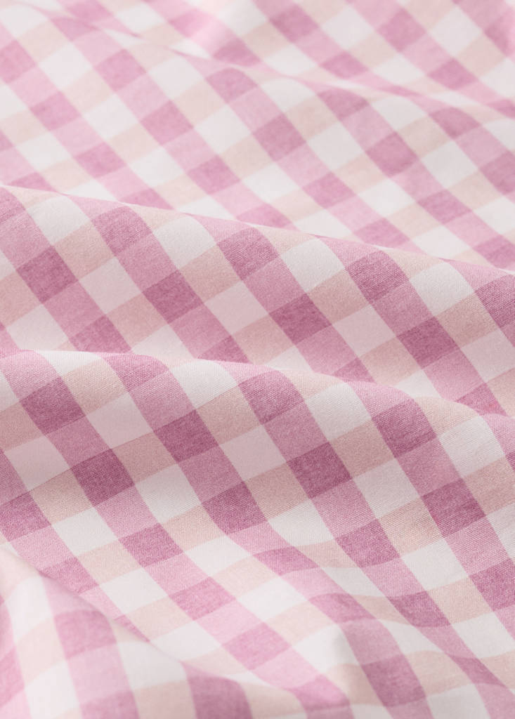 Fitted sheet cotton gingham 90 cm bed — Pink