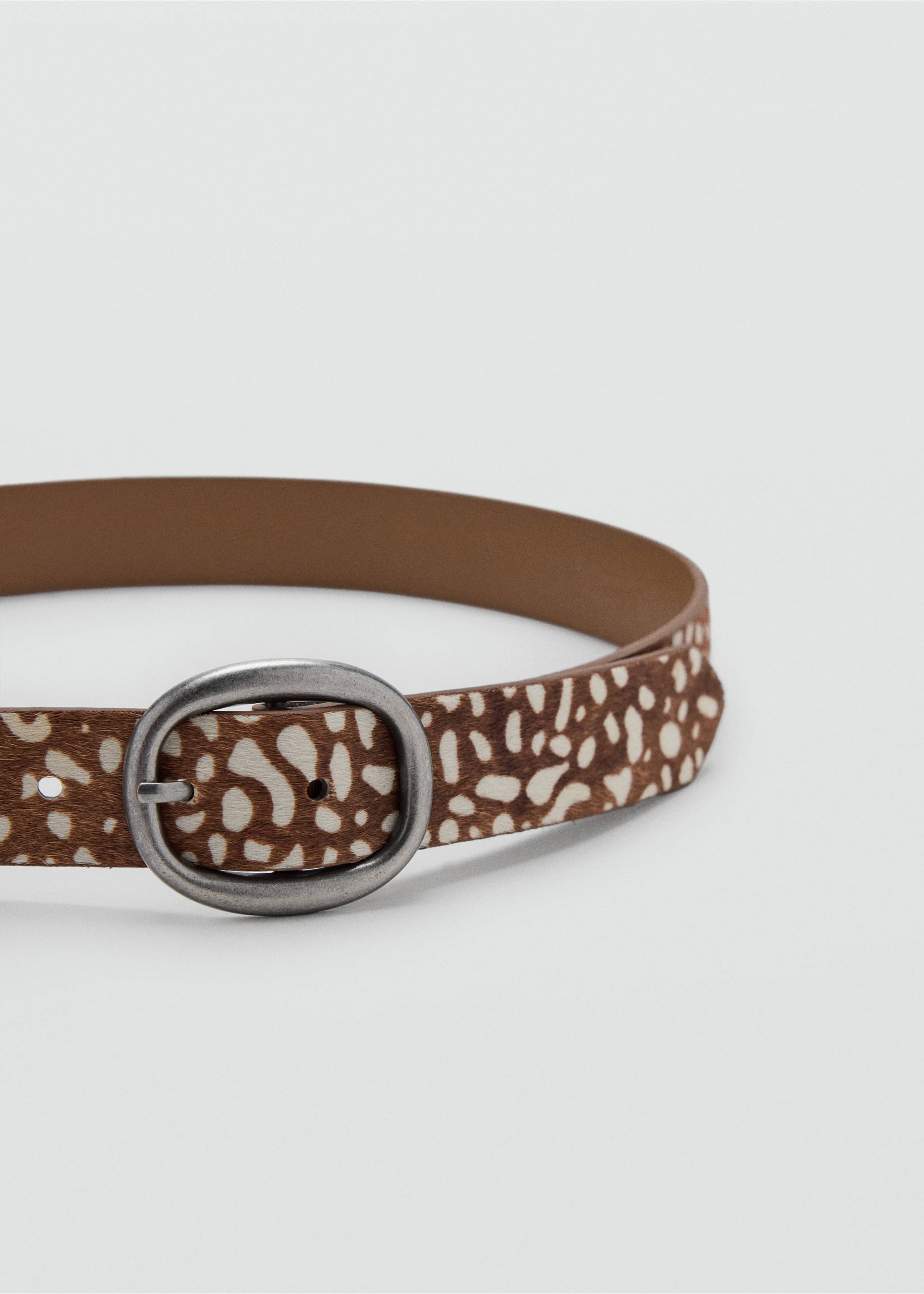 Animal print leather belt - Medium plane, Sand. Ref: 37085875-00.