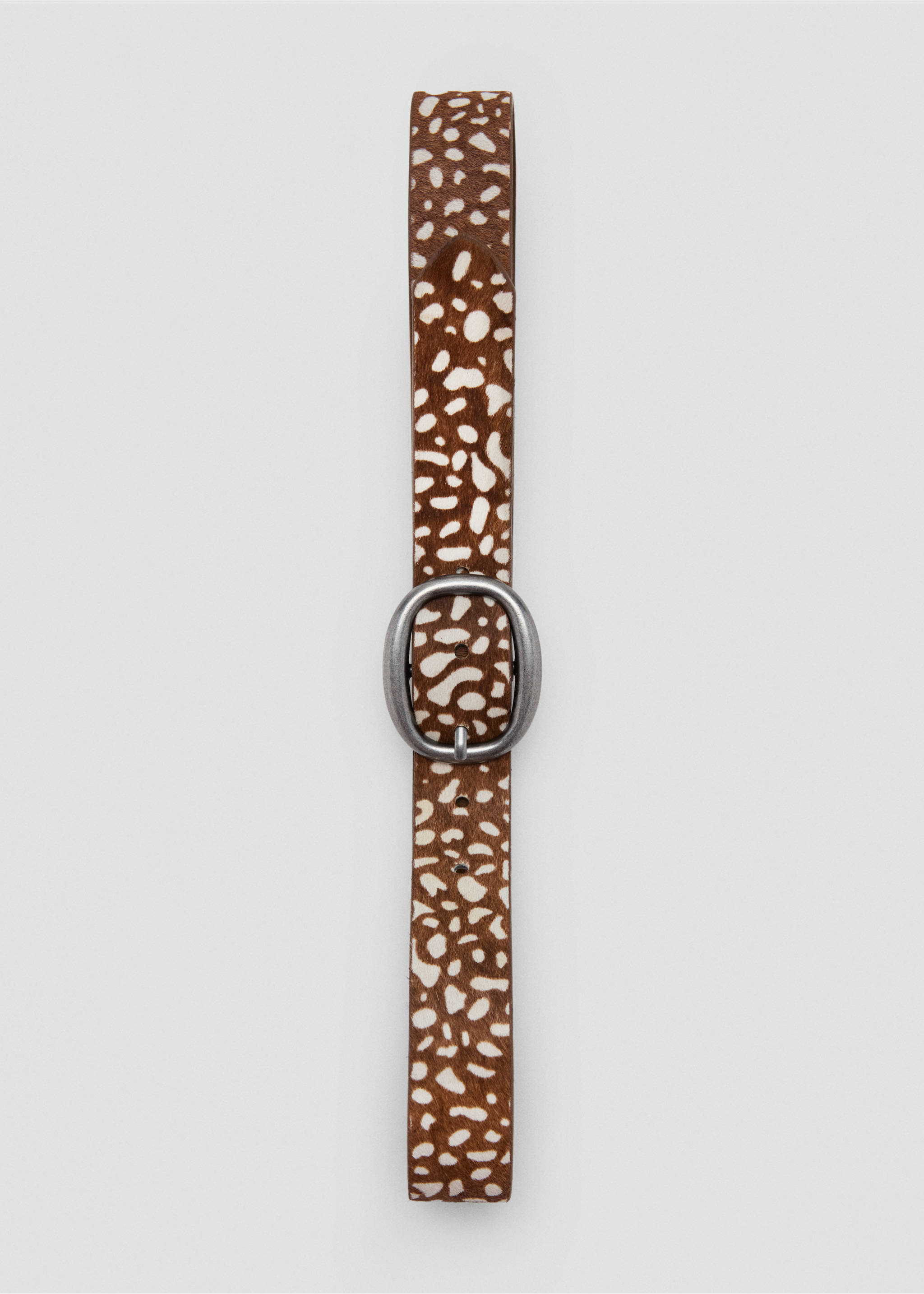 Animal print leather belt - Details of the article 1, Sand. Ref: 37085875-00.