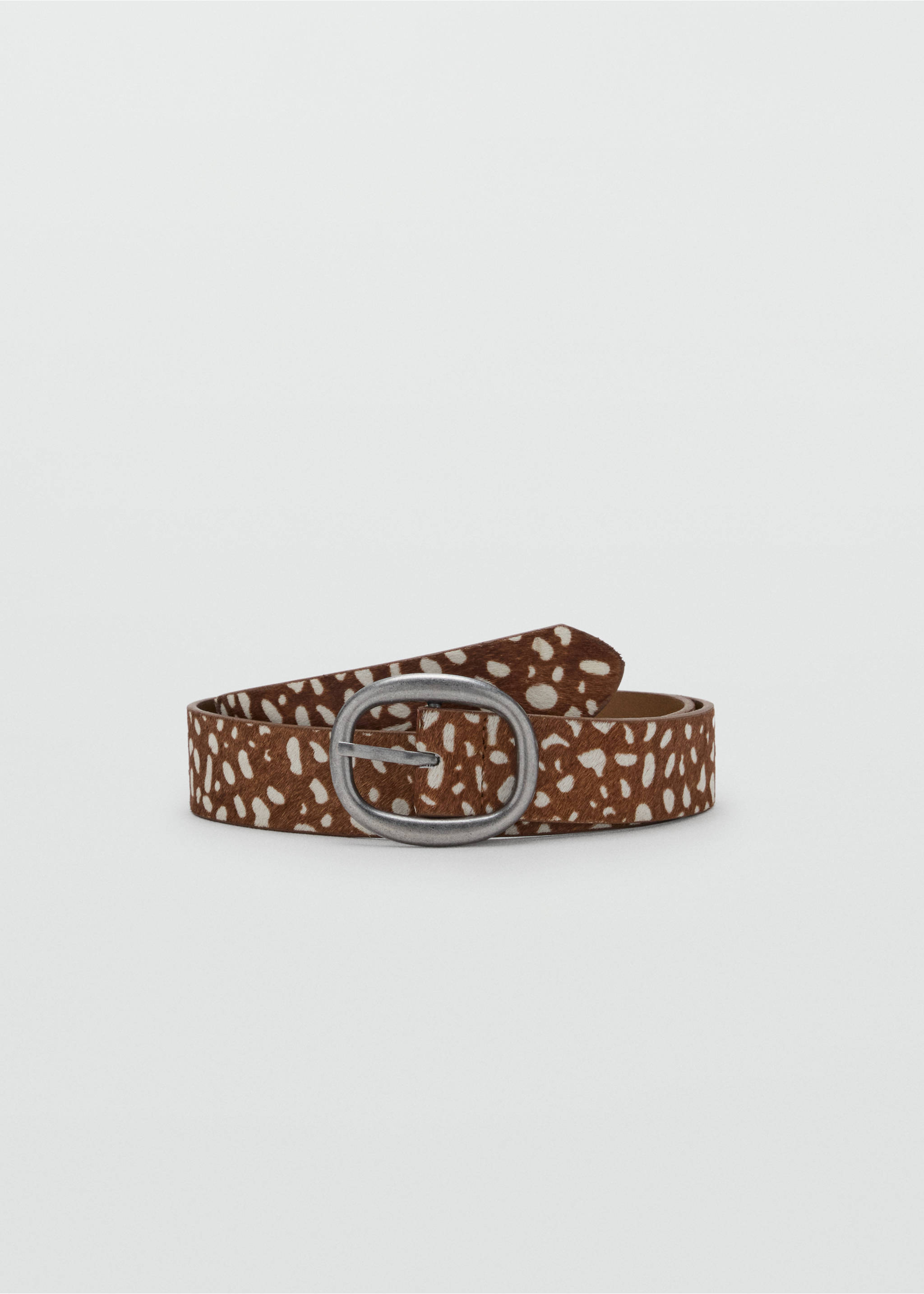 Animal print leather belt - Article without model, Sand. Ref: 37085875-00.