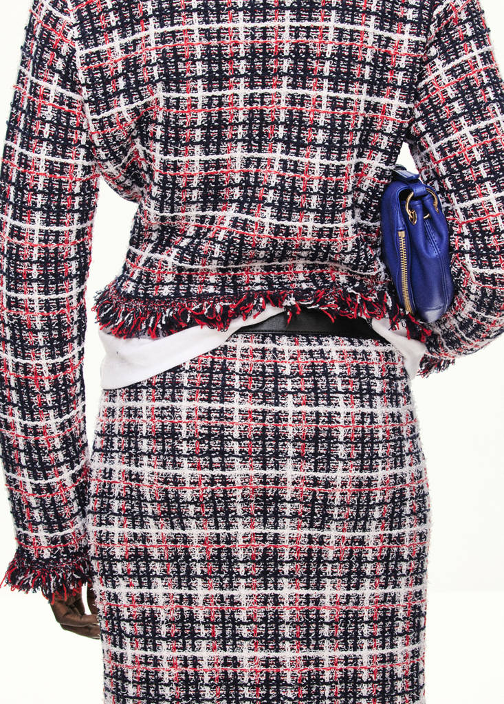 Checked tweed jacket with fringe detail - thumbnail 5