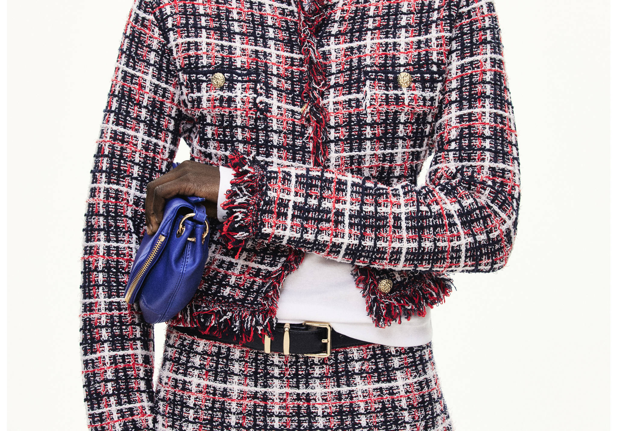 Checked tweed jacket with fringe detail - Panoramic plane