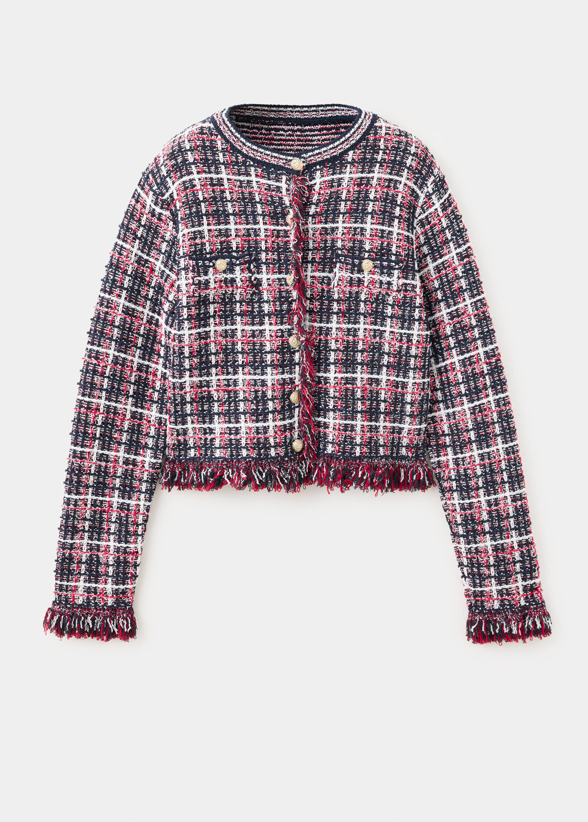Checked tweed jacket with fringe detail - Article without model