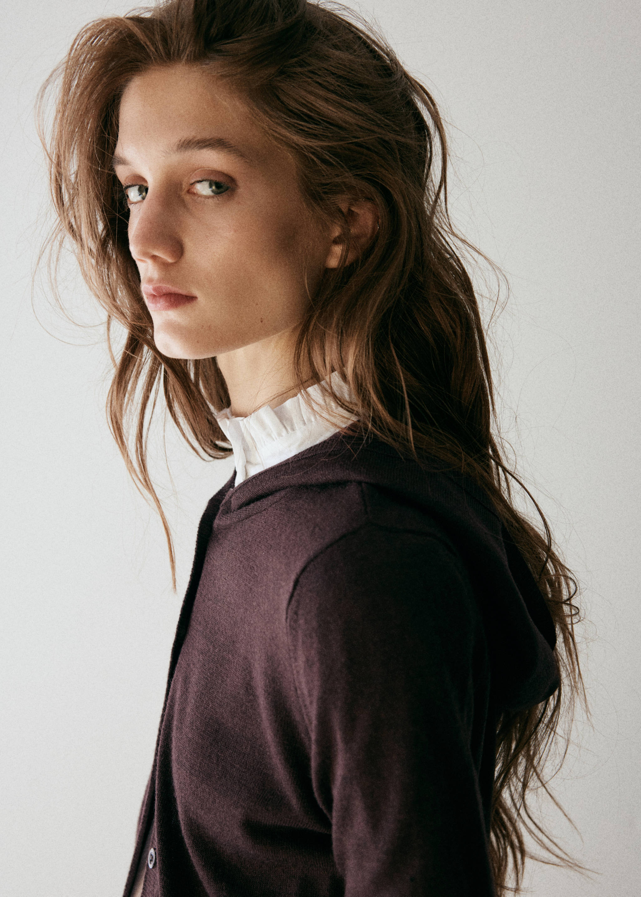 Fine-knit hooded cardigan - Details of the article 1