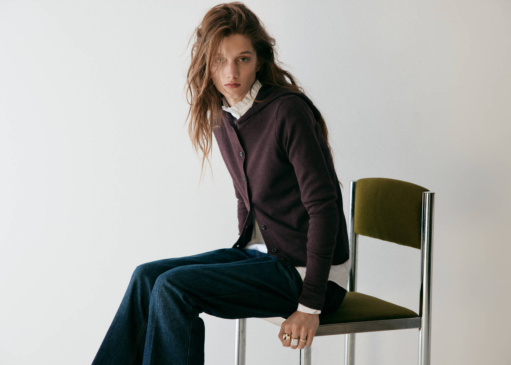 Fine-knit hooded cardigan - Panoramic plane